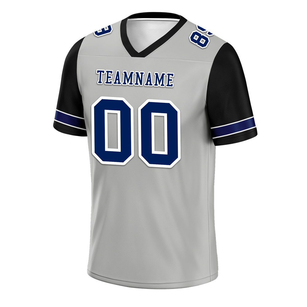 Custom Grey Black Two Tone Blue Personalized Authentic Football Jersey FBJ02-bc0f09a