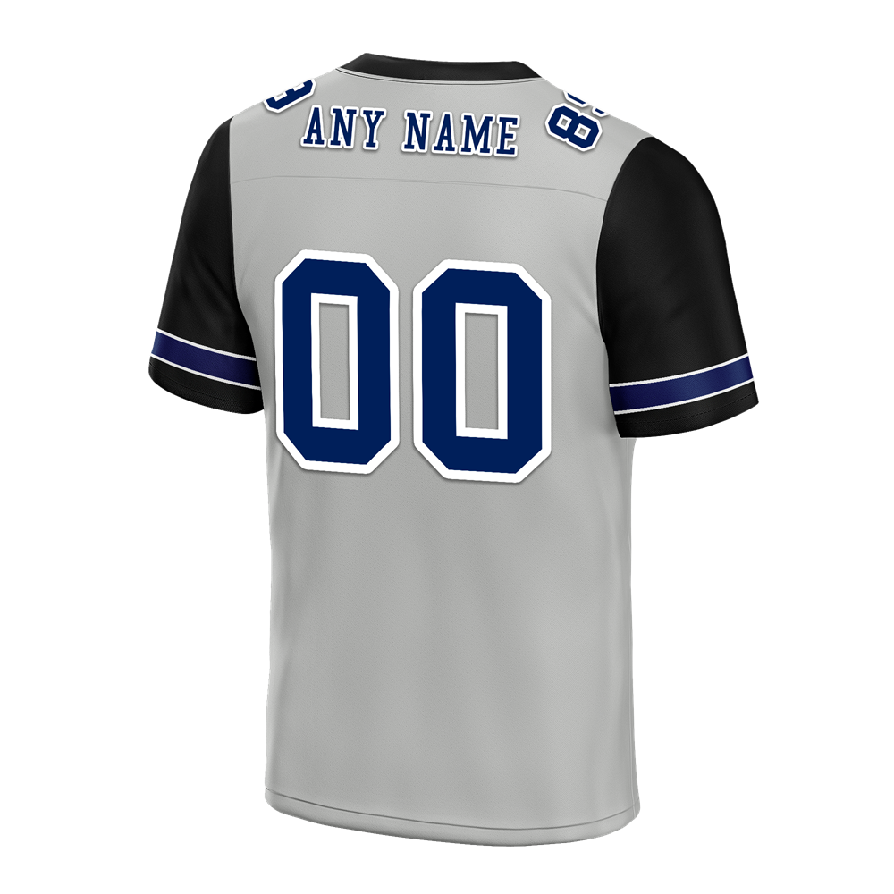 Custom Grey Black Two Tone Blue Personalized Authentic Football Jersey FBJ02-bc0f09a