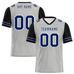 Custom Grey Black Two Tone Blue Personalized Authentic Football Jersey FBJ02-bc0f09a