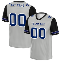 Custom Grey Black Two Tone Blue Personalized Authentic Football Jersey FBJ02-bc0f09a