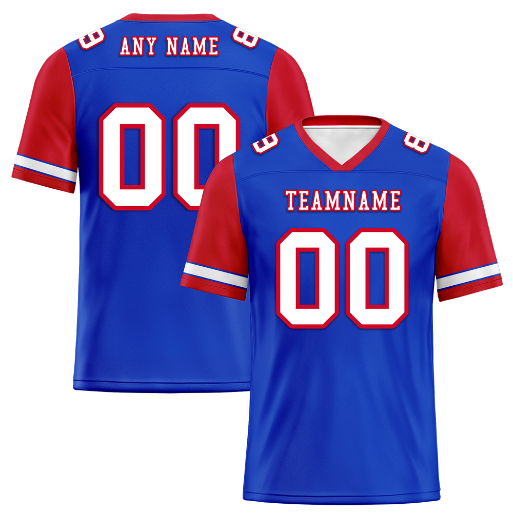 Custom Blue Red Two Tone White Personalized Authentic Football Jersey FBJ02-bc0f09d