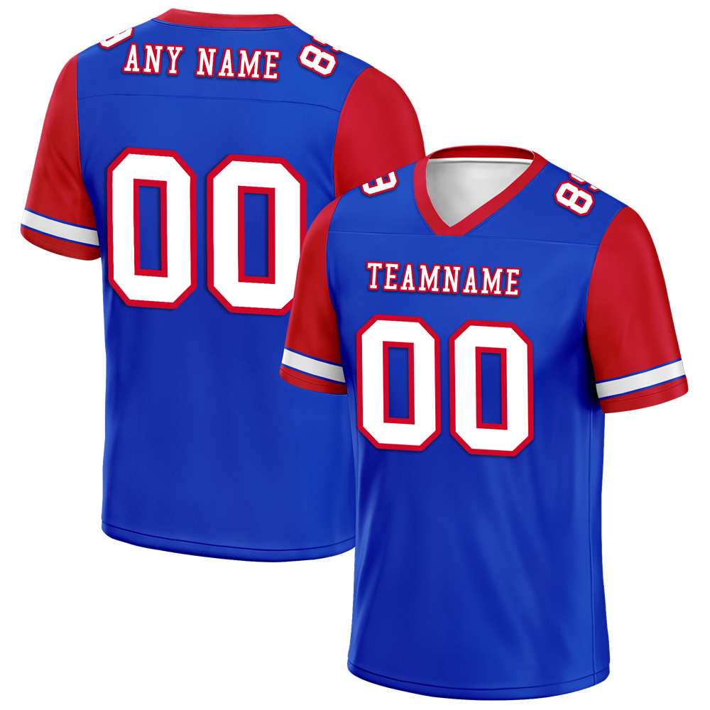 Custom Blue Red Two Tone White Personalized Authentic Football Jersey FBJ02-bc0f09d