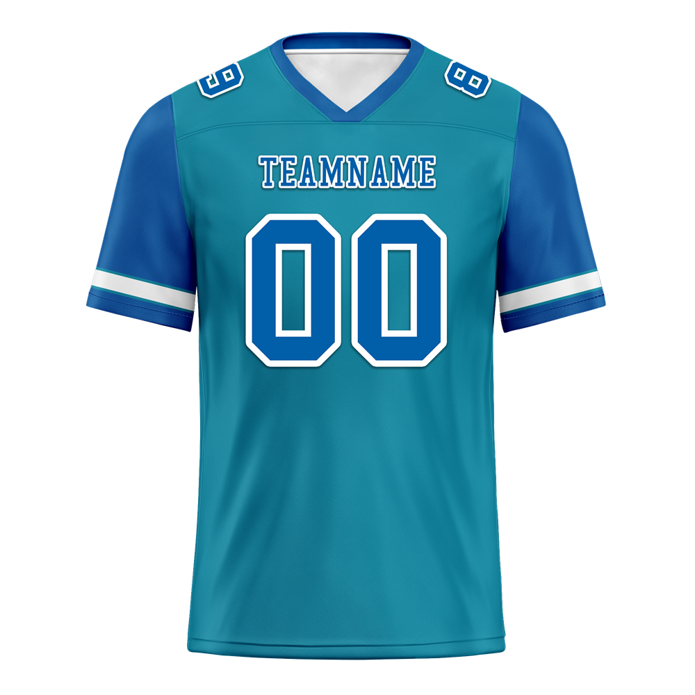 Custom Aqua Blue Two Tone Blue Personalized Authentic Football Jersey FBJ02-bc0f098