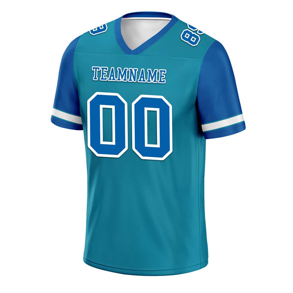 Custom Aqua Blue Two Tone Blue Personalized Authentic Football Jersey FBJ02-bc0f098