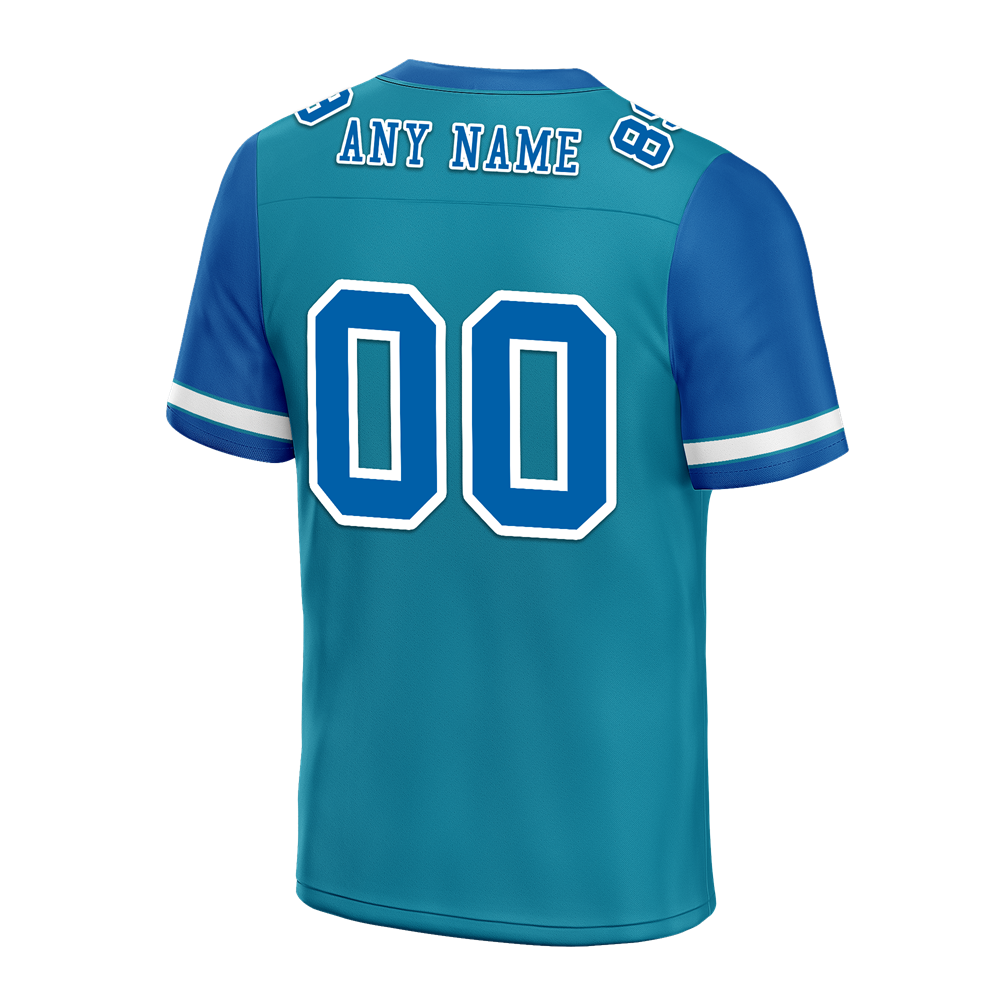 Custom Aqua Blue Two Tone Blue Personalized Authentic Football Jersey FBJ02-bc0f098