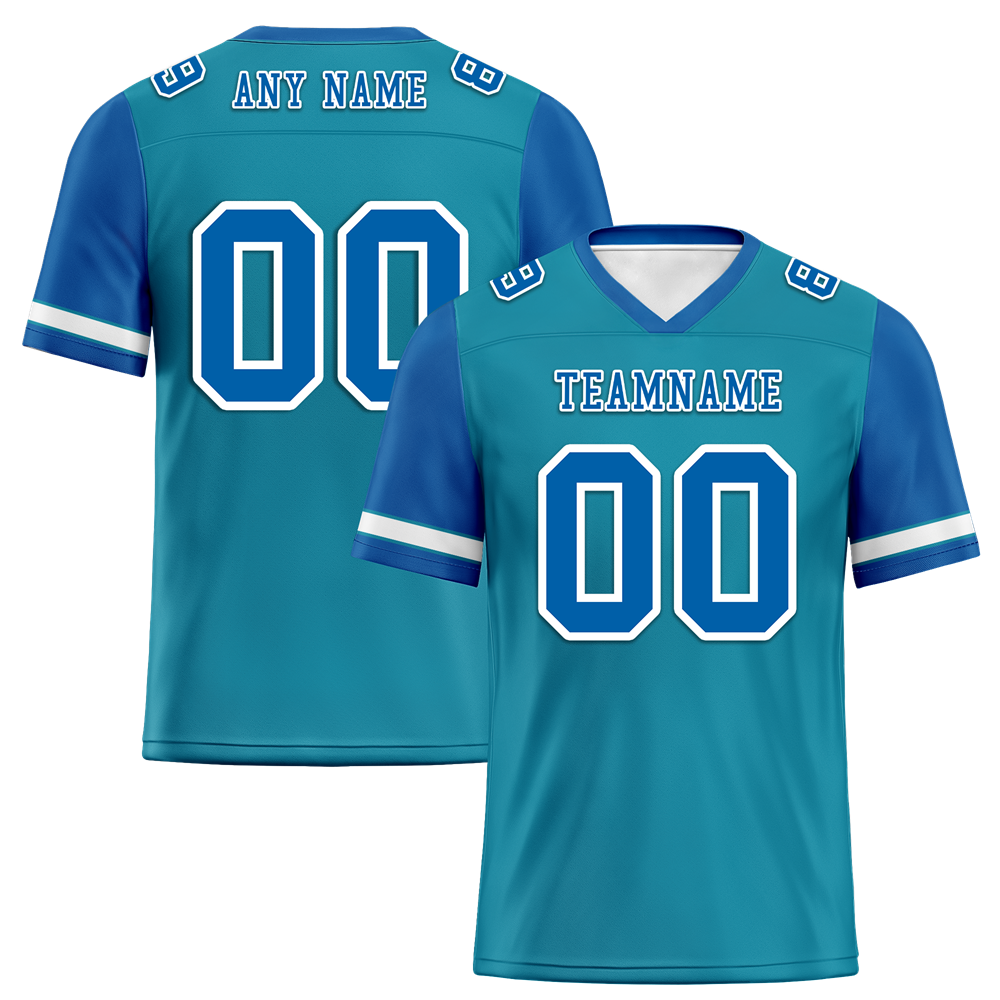 Custom Aqua Blue Two Tone Blue Personalized Authentic Football Jersey FBJ02-bc0f098