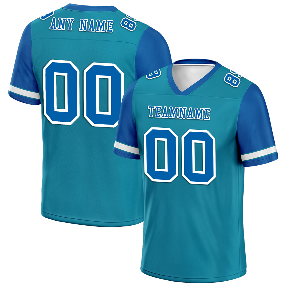 Custom Aqua Blue Two Tone Blue Personalized Authentic Football Jersey FBJ02-bc0f098