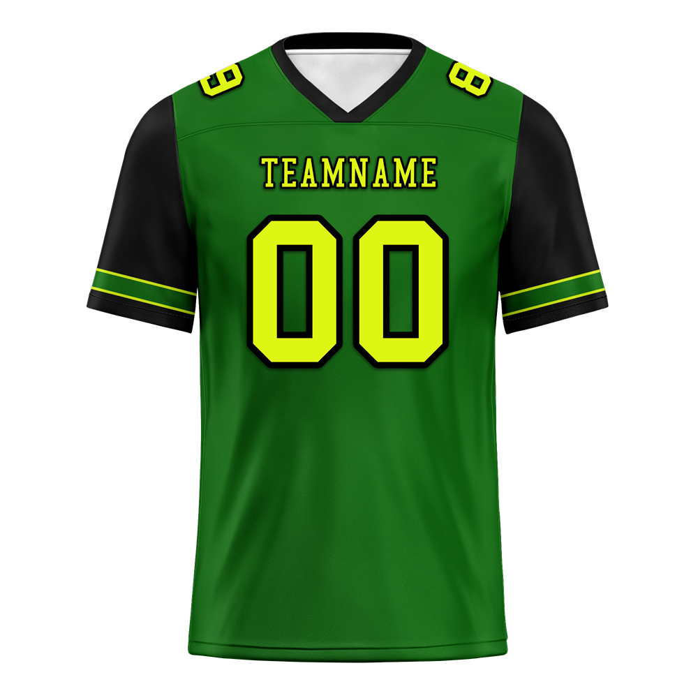 Custom Green Black Two Tone Yellow Personalized Authentic Football Jersey FBJ02-bc0fa0e