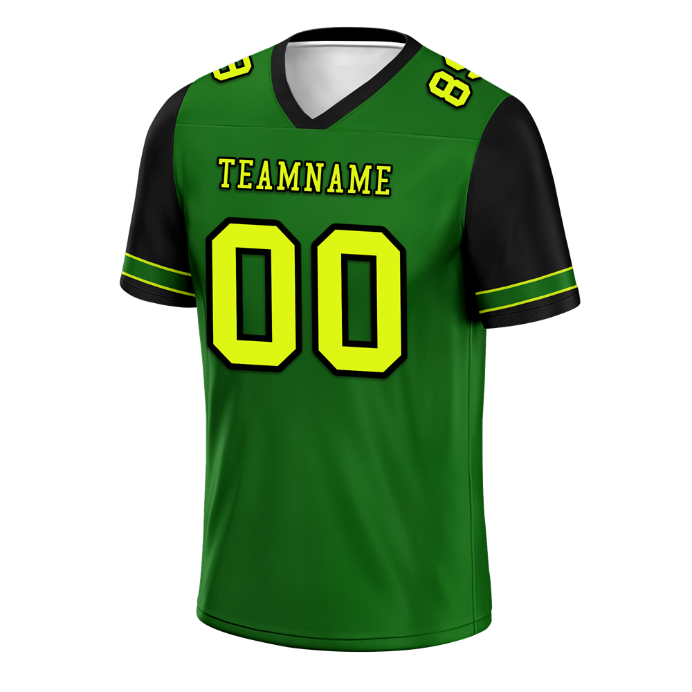 Custom Green Black Two Tone Yellow Personalized Authentic Football Jersey FBJ02-bc0fa0e