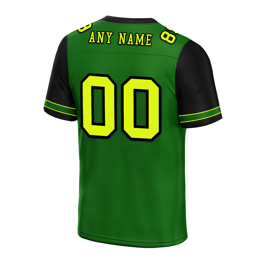 Custom Green Black Two Tone Yellow Personalized Authentic Football Jersey FBJ02-bc0fa0e