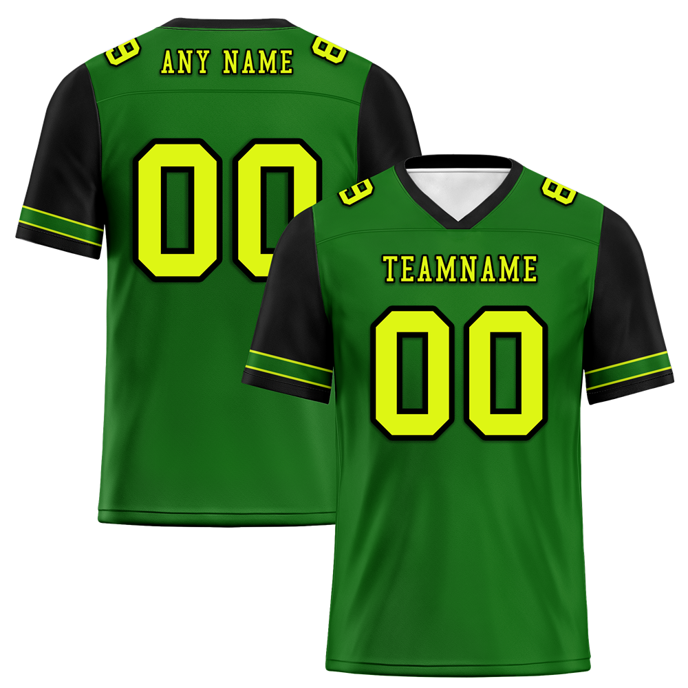 Custom Green Black Two Tone Yellow Personalized Authentic Football Jersey FBJ02-bc0fa0e