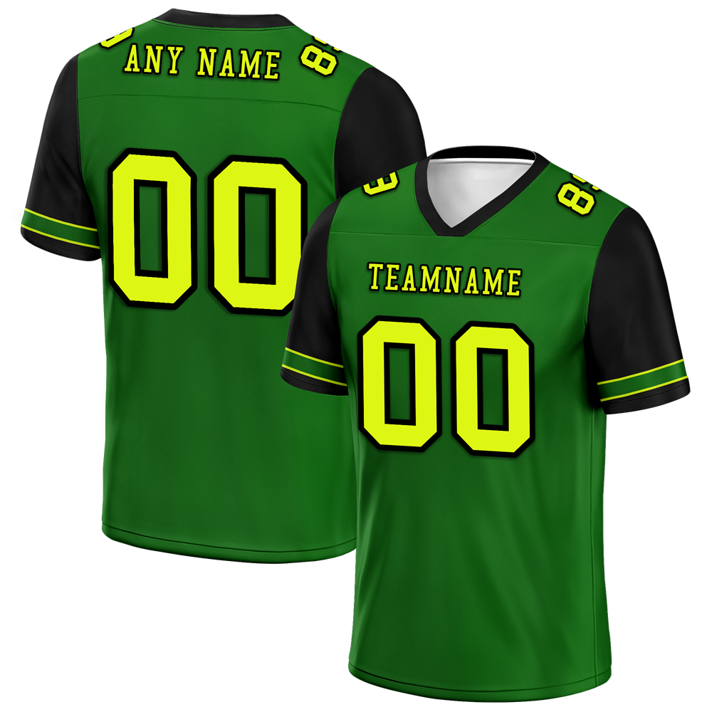 Custom Green Black Two Tone Yellow Personalized Authentic Football Jersey FBJ02-bc0fa0e