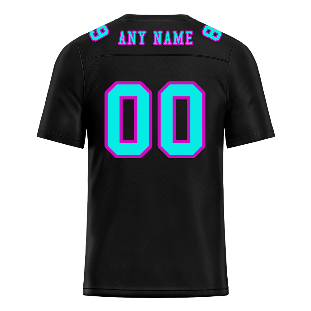 Custom Black Graffiti Pattern Aqua Personalized Authentic Football Jersey FBJ02-bc0faba