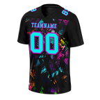 Custom Black Graffiti Pattern Aqua Personalized Authentic Football Jersey FBJ02-bc0faba