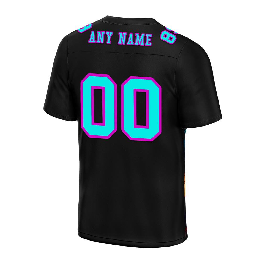 Custom Black Graffiti Pattern Aqua Personalized Authentic Football Jersey FBJ02-bc0faba