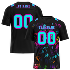 Custom Black Graffiti Pattern Aqua Personalized Authentic Football Jersey FBJ02-bc0faba