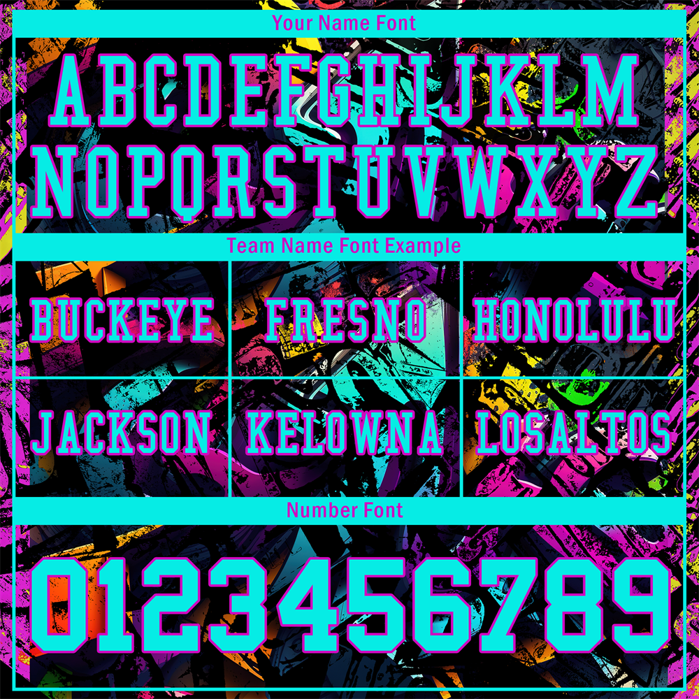Custom Black Graffiti Pattern Aqua Personalized Authentic Football Jersey FBJ02-bc0faba