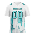 Custom White Graffiti Pattern Aqua Personalized Authentic Football Jersey FBJ02-bc0fabc