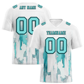 Custom White Graffiti Pattern Aqua Personalized Authentic Football Jersey FBJ02-bc0fabc