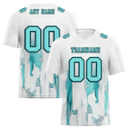 Custom White Graffiti Pattern Aqua Personalized Authentic Football Jersey FBJ02-bc0fabc