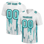 Custom White Graffiti Pattern Aqua Personalized Authentic Football Jersey FBJ02-bc0fabc