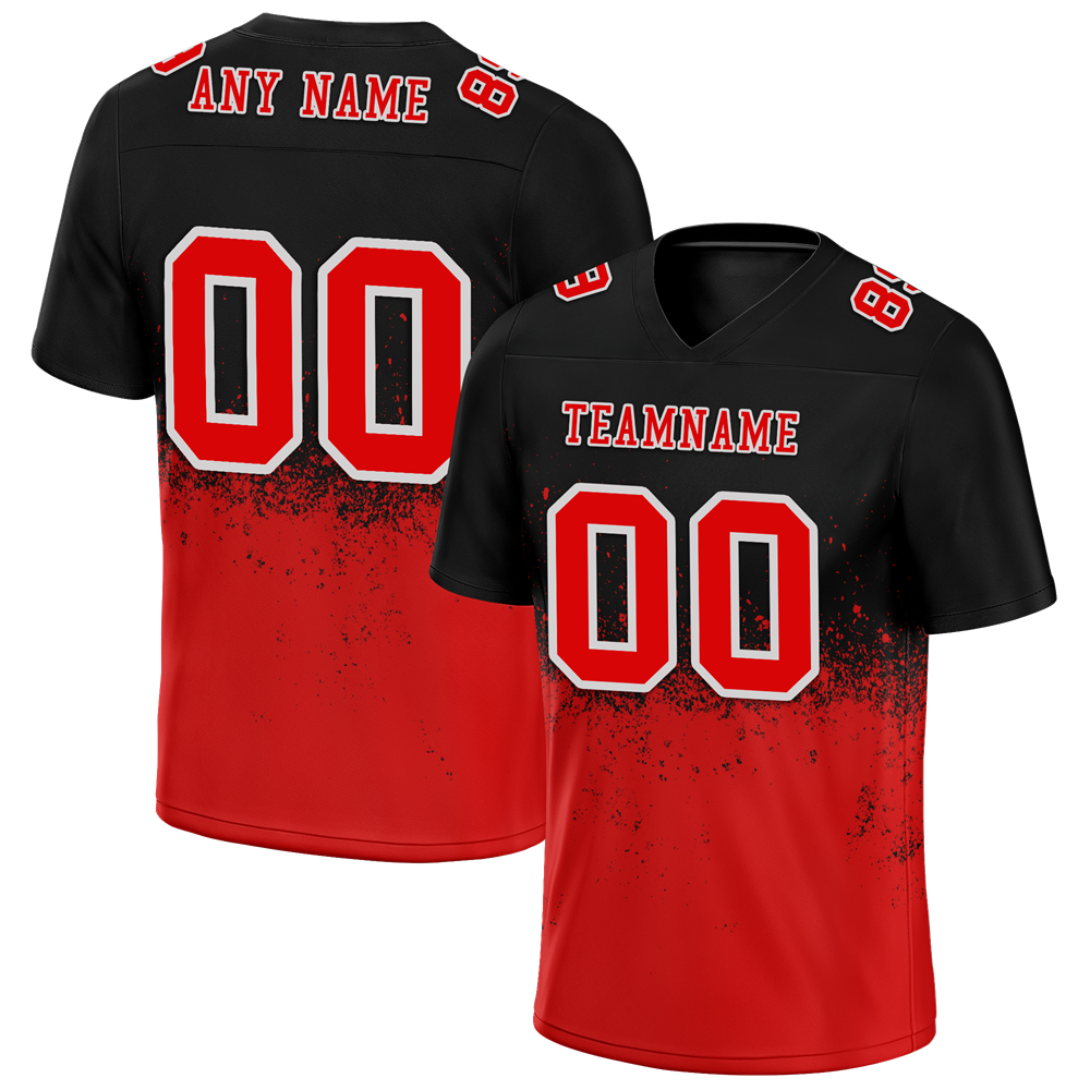 Custom Black Red Graffiti Pattern Red Personalized Authentic Football Jersey FBJ02-bc0fabf