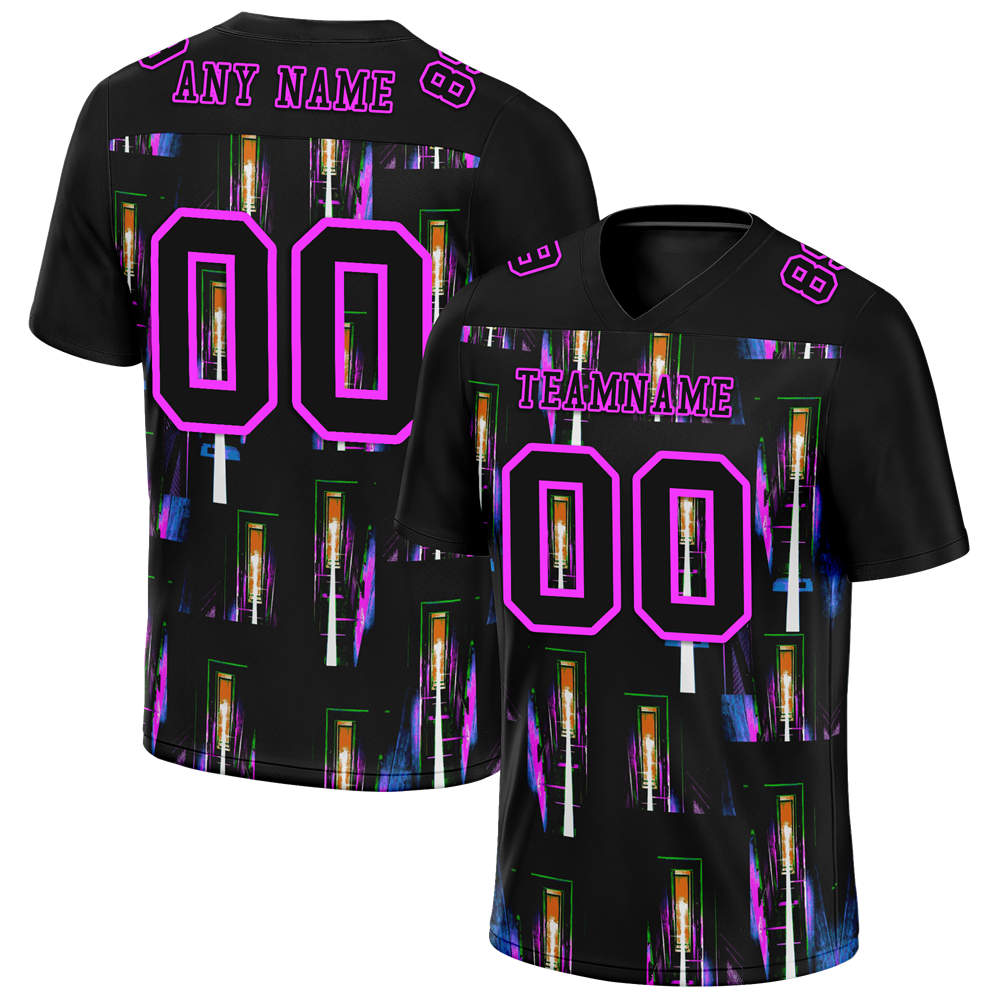 Custom Black Graffiti Pattern Black Personalized Authentic Football Jersey FBJ02-bc0fab7