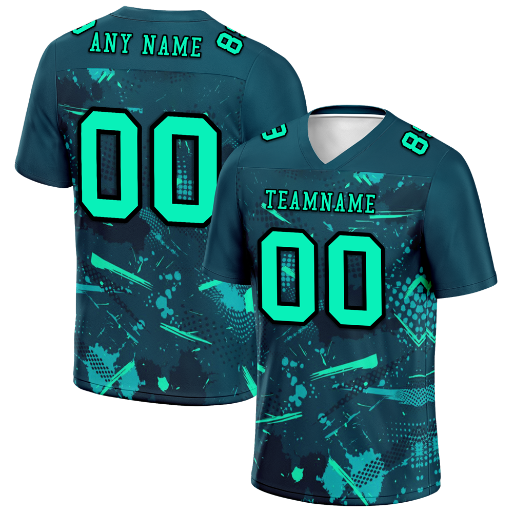Custom Green Graffiti Pattern Green Personalized Authentic Football Jersey FBJ02-bc0fab8