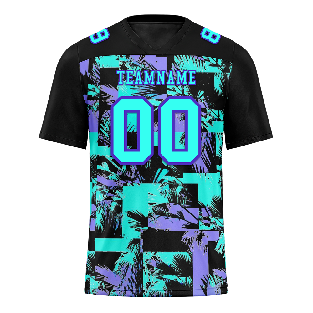 Custom Black Graffiti Pattern Aqua Personalized Authentic Football Jersey FBJ02-bc0fab9