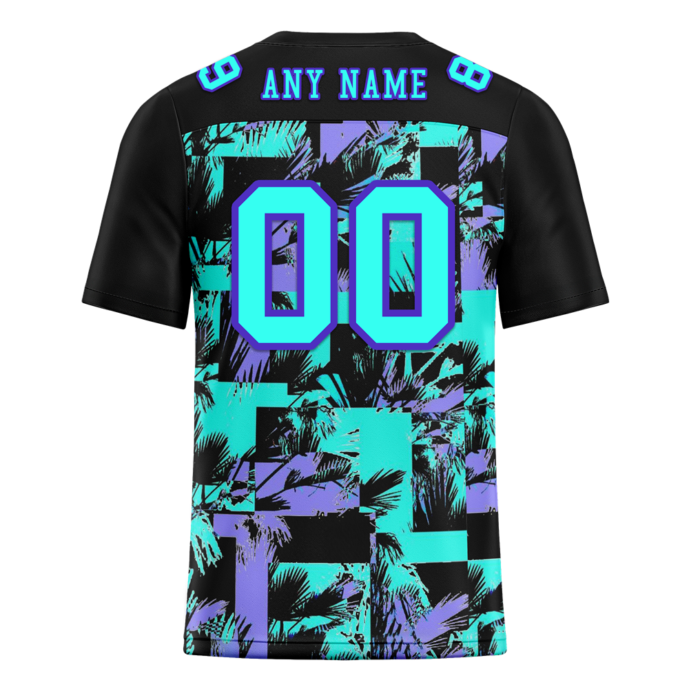 Custom Black Graffiti Pattern Aqua Personalized Authentic Football Jersey FBJ02-bc0fab9