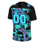 Custom Black Graffiti Pattern Aqua Personalized Authentic Football Jersey FBJ02-bc0fab9