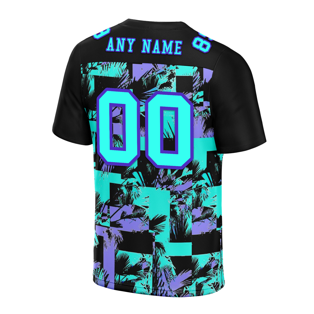 Custom Black Graffiti Pattern Aqua Personalized Authentic Football Jersey FBJ02-bc0fab9