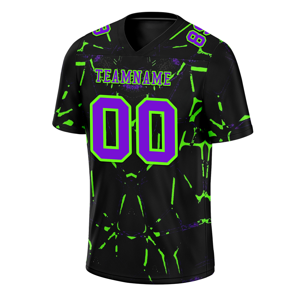 Custom Black Graffiti Pattern Purple Personalized Authentic Football Jersey FBJ02-bc0fac0
