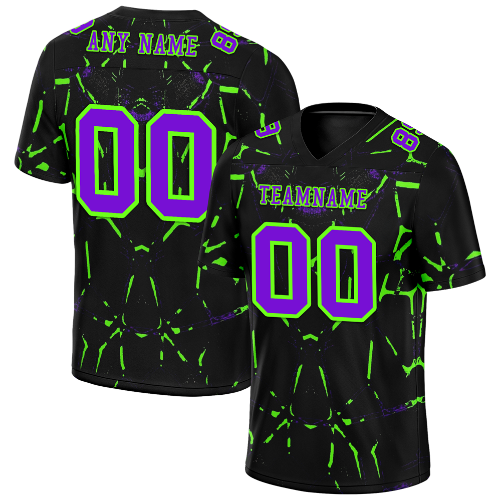 Custom Black Graffiti Pattern Purple Personalized Authentic Football Jersey FBJ02-bc0fac0