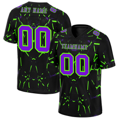 Custom Black Graffiti Pattern Purple Personalized Authentic Football Jersey FBJ02-bc0fac0