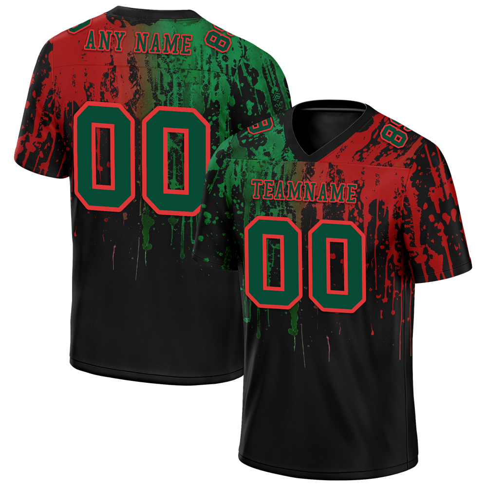 Custom Green Red Graffiti Pattern Green Personalized Authentic Football Jersey FBJ02-bc0faca
