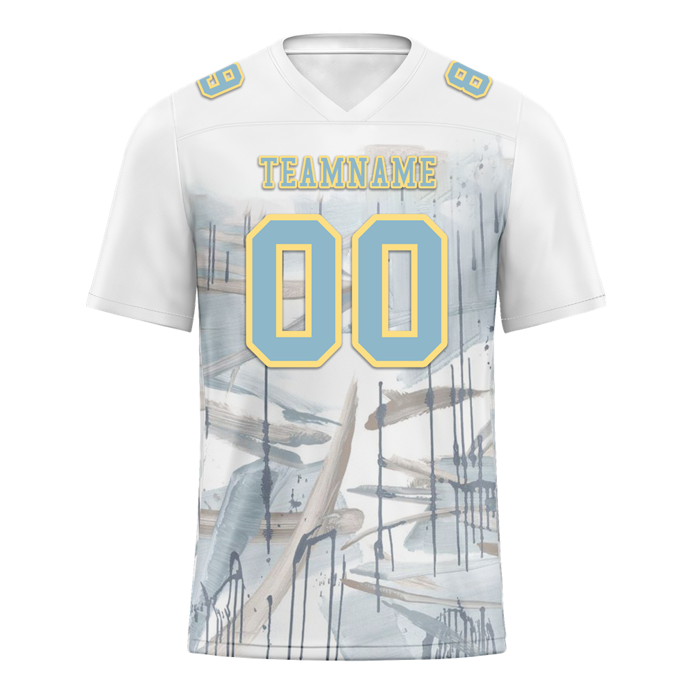 Custom White Graffiti Pattern Aqua Personalized Authentic Football Jersey FBJ02-bc0facc