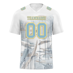 Custom White Graffiti Pattern Aqua Personalized Authentic Football Jersey FBJ02-bc0facc