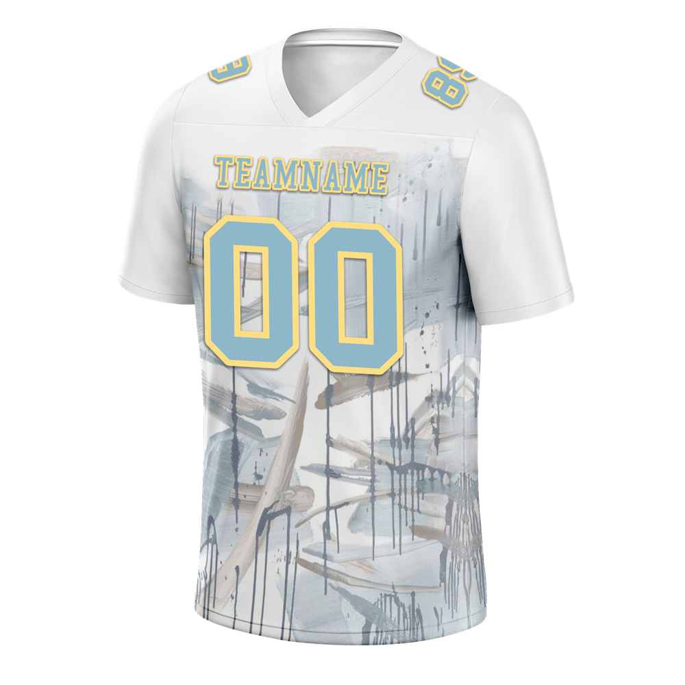 Custom White Graffiti Pattern Aqua Personalized Authentic Football Jersey FBJ02-bc0facc