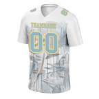 Custom White Graffiti Pattern Aqua Personalized Authentic Football Jersey FBJ02-bc0facc
