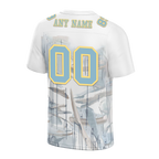 Custom White Graffiti Pattern Aqua Personalized Authentic Football Jersey FBJ02-bc0facc