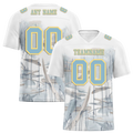 Custom White Graffiti Pattern Aqua Personalized Authentic Football Jersey FBJ02-bc0facc