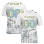 Custom White Graffiti Pattern Aqua Personalized Authentic Football Jersey FBJ02-bc0facc