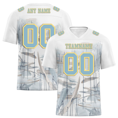 Custom White Graffiti Pattern Aqua Personalized Authentic Football Jersey FBJ02-bc0facc