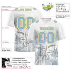 Custom White Graffiti Pattern Aqua Personalized Authentic Football Jersey FBJ02-bc0facc