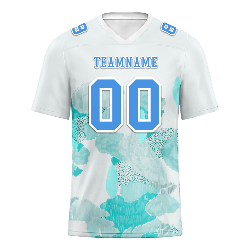 Custom White Graffiti Pattern Blue Personalized Authentic Football Jersey FBJ02-bc0facd