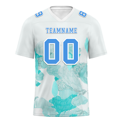 Custom White Graffiti Pattern Blue Personalized Authentic Football Jersey FBJ02-bc0facd