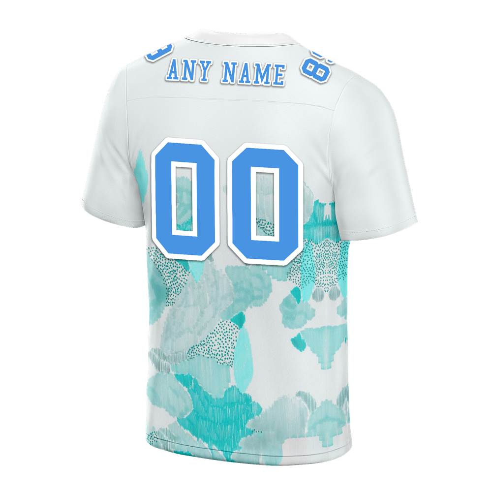 Custom White Graffiti Pattern Blue Personalized Authentic Football Jersey FBJ02-bc0facd
