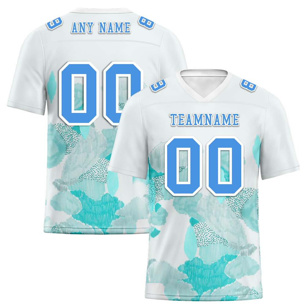Custom White Graffiti Pattern Blue Personalized Authentic Football Jersey FBJ02-bc0facd