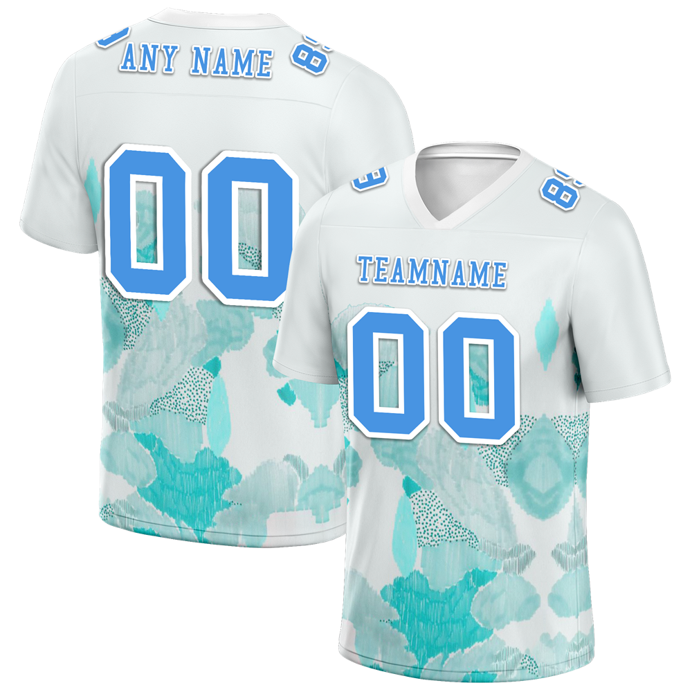 Custom White Graffiti Pattern Blue Personalized Authentic Football Jersey FBJ02-bc0facd